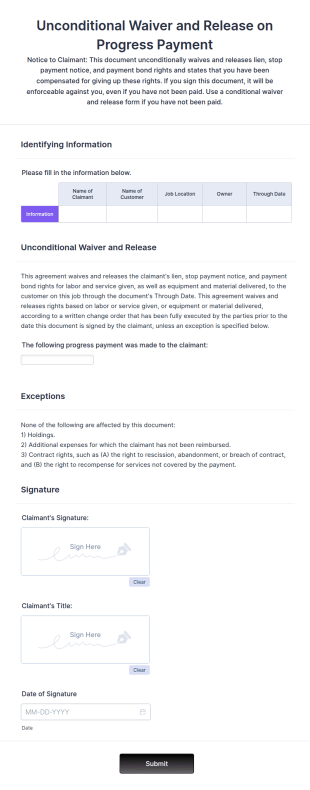 Unconditional Release Form Template