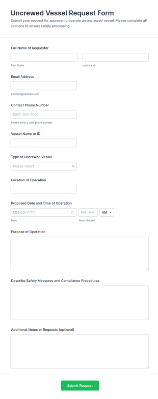 Uncrewed Vessel Request Form Template