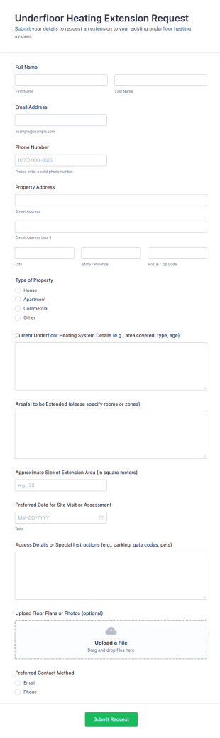 Underfloor Heating Extension Request Form Template