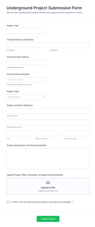 Underground Project Submission Form Template