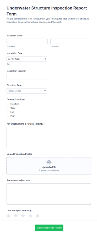 Underwater Structure Inspection Report Form Template