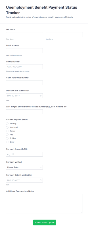 Unemployment Benefit Payment Status Tracker Form Template