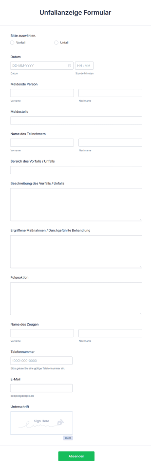 Unfallanzeige Formular