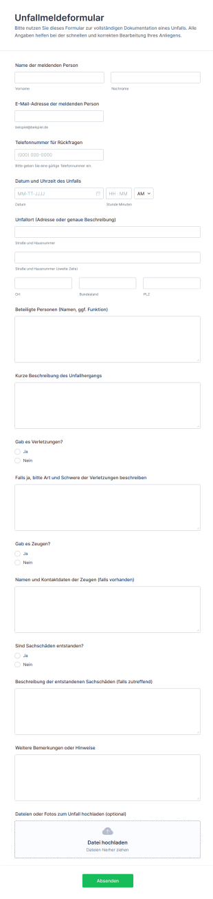 Unfallmeldeformular