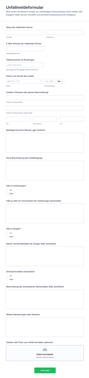 Unfallmeldeformular
