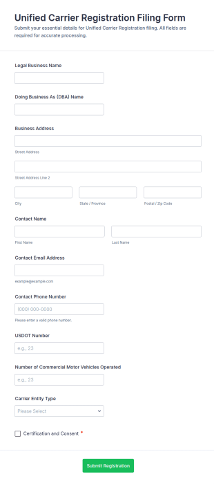Unified Carrier Registration Filing Form Template