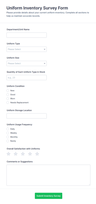Uniform Inventory Survey Form Template