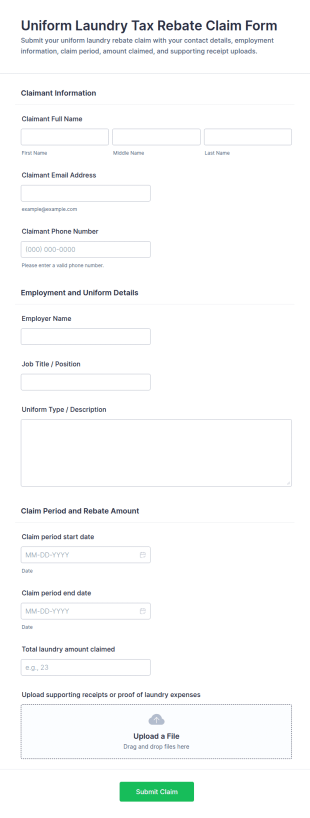 Uniform Laundry Tax Rebate Claim Form Template