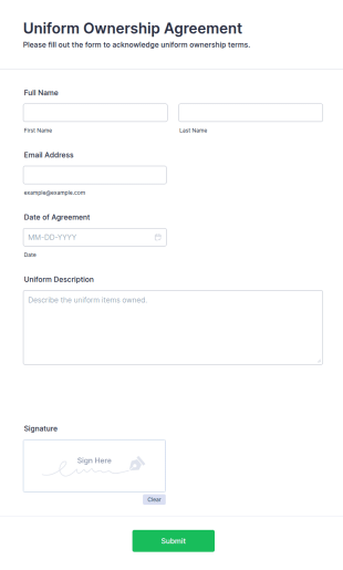 Uniform Ownership Agreement Form Template