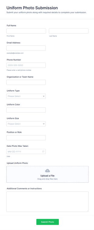 Uniform Photo Submission Form Template
