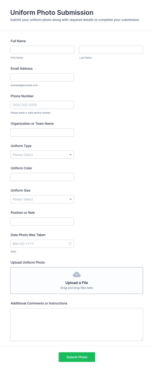 Uniform Photo Submission Form Template