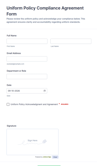 Uniform Policy Compliance Agreement Form Template
