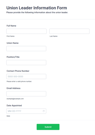 Union Leader Information Form Template
