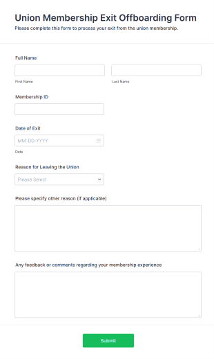 Union Membership Exit Offboarding Form Template