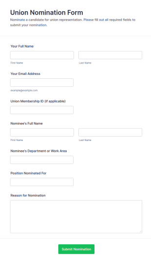 Union Nomination Form Template