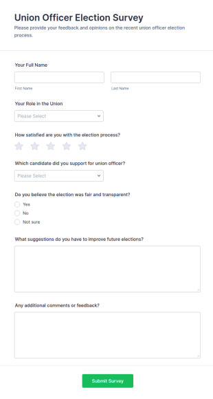 Union Officer Election Survey Form Template