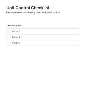 Unit Control Checklist Form Template