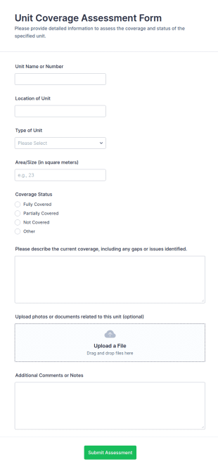Unit Coverage Assessment Form Template