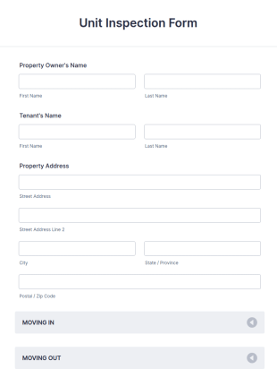 Unit Inspection Form Template