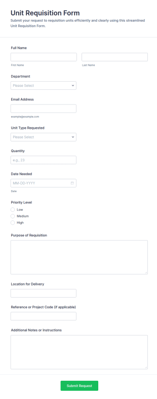 Unit Requisition Form Template