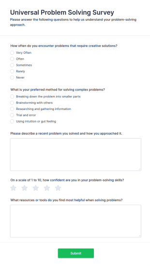 Universal Problem Solving Survey Form Template