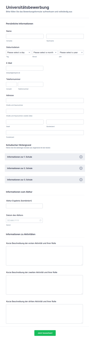 Universitätsbewerbung