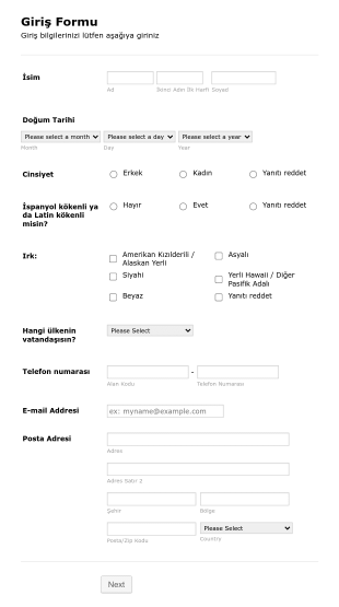 Üniversite Kabul Form Template