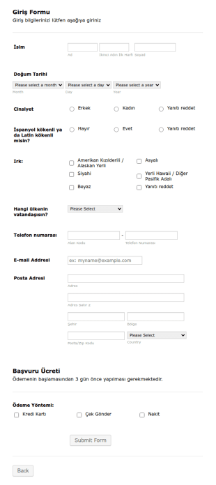 Üniversite Kabul Form Şablonu