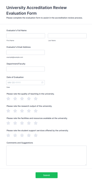 University Accreditation Review Evaluation Form Template