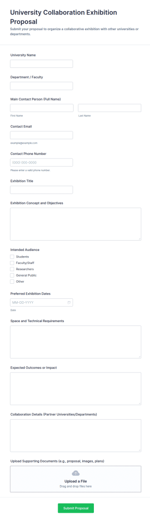 University Collaboration Exhibition Proposal Form Template
