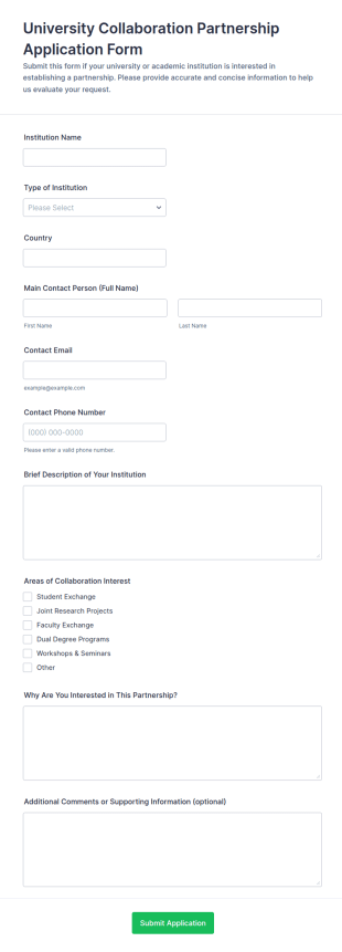 University Collaboration Partnership Application Form Template