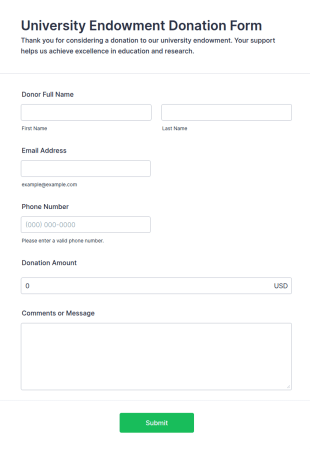 University Endowment Donation Form Template