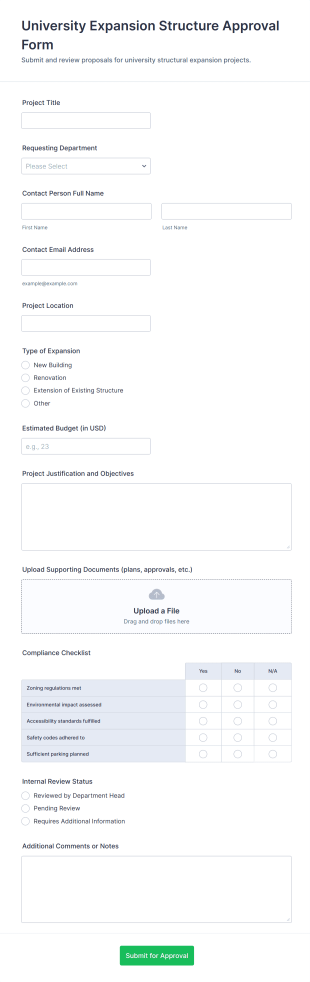 University Expansion Structure Approval Form Template