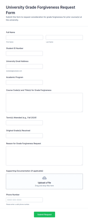 University Grade Forgiveness Request Form Template