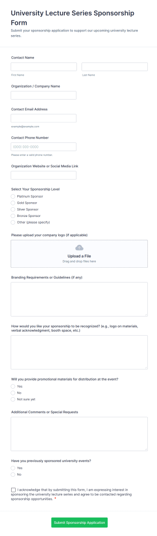 University Lecture Series Sponsorship Form Template