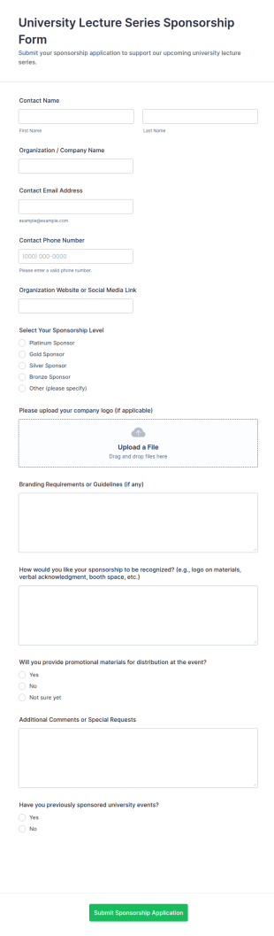 University Lecture Series Sponsorship Form Template
