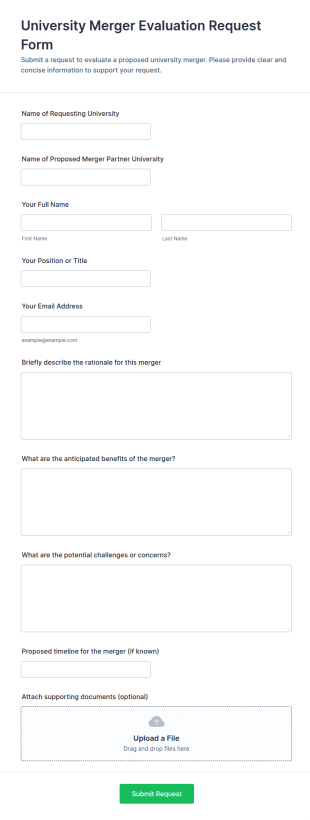 University Merger Evaluation Request Form Template