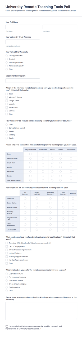 University Remote Teaching Tools Poll Form Template