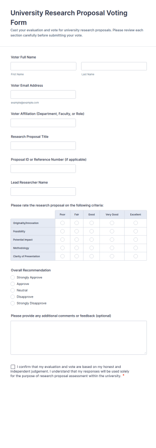 University Research Proposal Voting Form Template