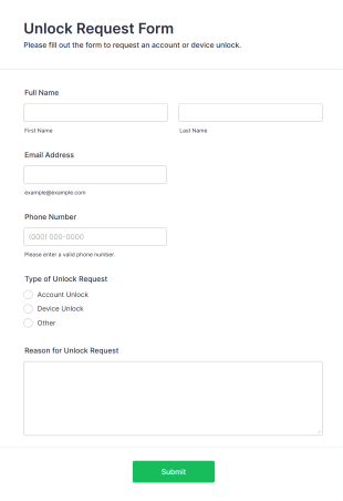 Unlock Request Form Template