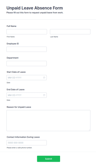 Unpaid Leave Absence Form Template