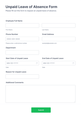 Unpaid Leave Of Absence Form Template