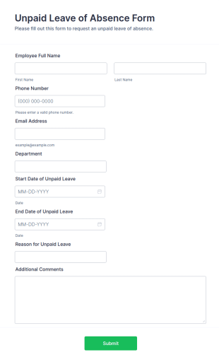 Unpaid Leave Of Absence Form Template