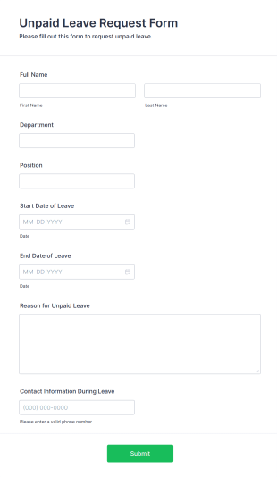 Unpaid Leave Request Form Template