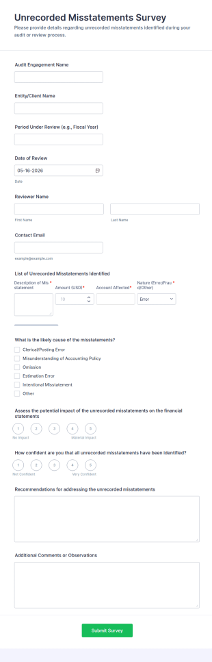 Unrecorded Misstatements Survey Form Template