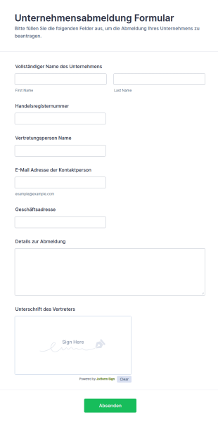 Unternehmensabmeldung Formular