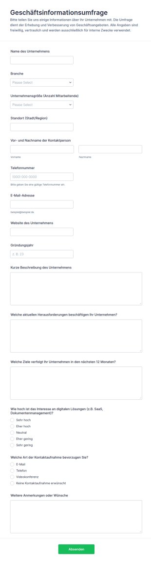 Unternehmensinformationen Survey