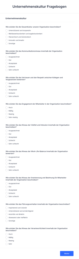 Unternehmenskultur Fragebogen