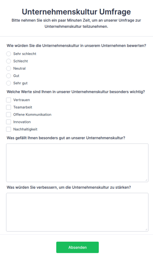 Unternehmenskultur Umfrage