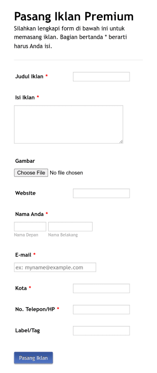 Formulir Iklan Indonesia Form Template